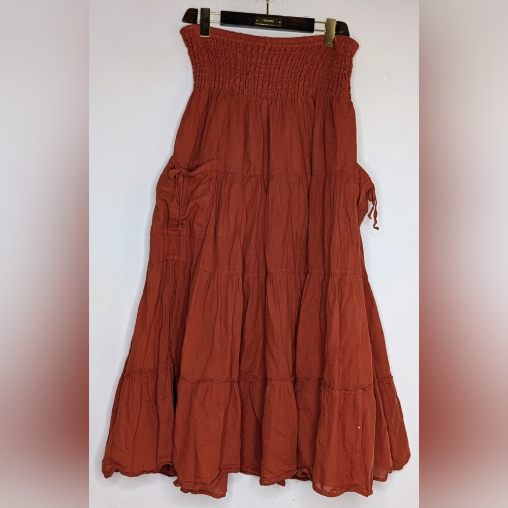 Cotton Flower Clothing Skirt in Rust